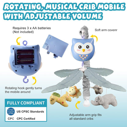 Baby Crib Mobile with Music and Lights for Boys Musical Mobile Animals for Crib Bassinet Girls Toys