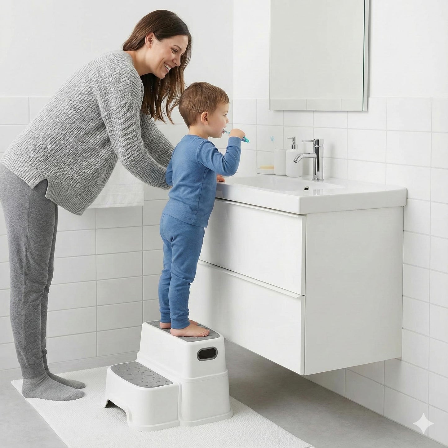 UNCLE WU Toddler Step Stool for Potty Training, Bathroom Sink & Toilet - 2 Step Kids Poop Stool