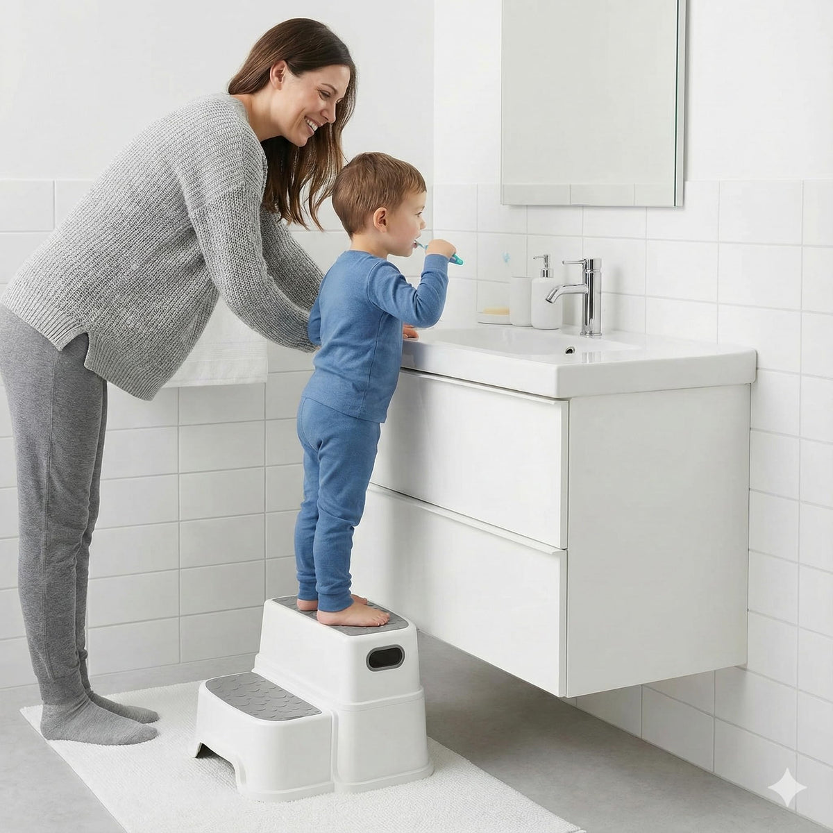 UNCLE WU Toddler Step Stool for Potty Training, Bathroom Sink & Toilet - 2 Step Kids Poop Stool