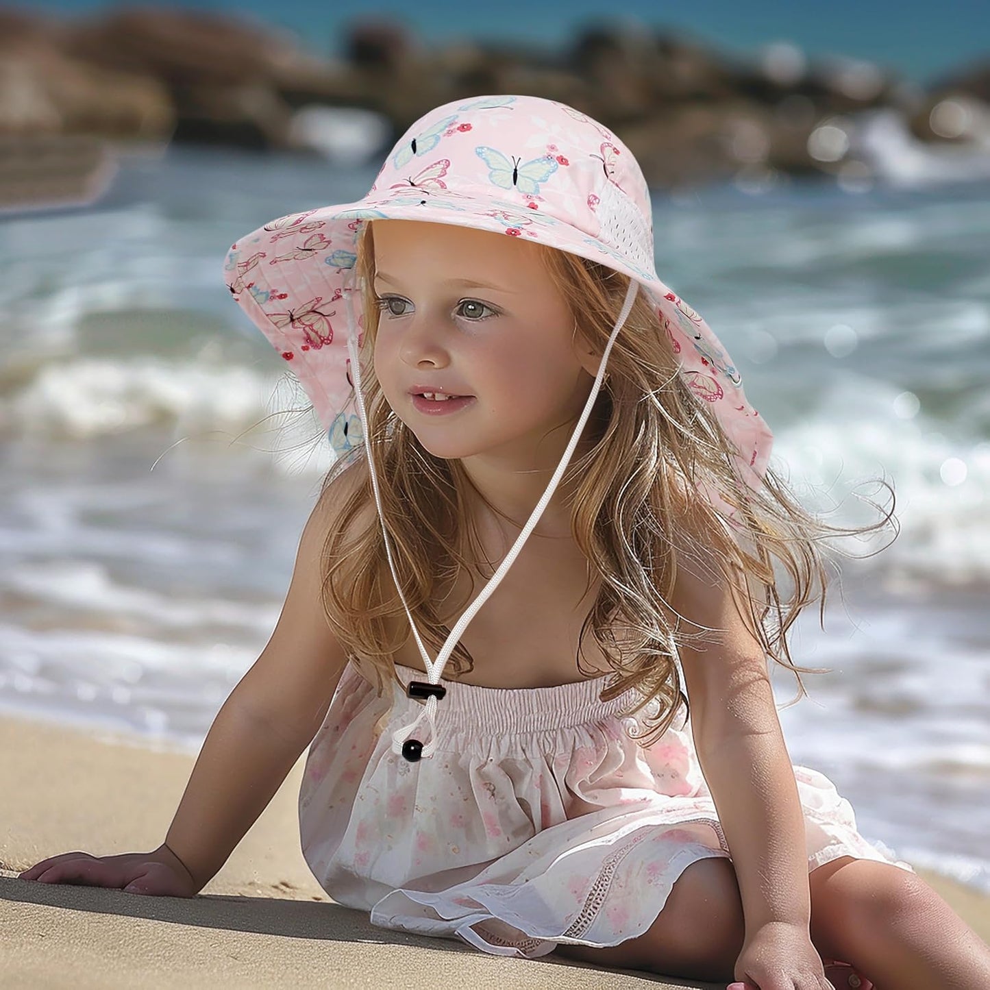 CHUNG Baby Sun Protection Hat Summer Toddler Adjustable UPF 50+ Wide Brim Neck Flap Beach Caps Boys