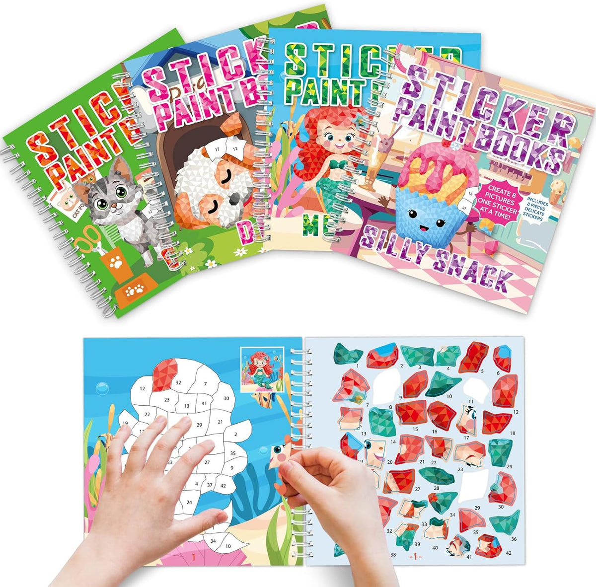 gisgfim 4Pcs Paint by Sticker Books Sticker by Number Books Activity Puzzle Book Craft Art Gift