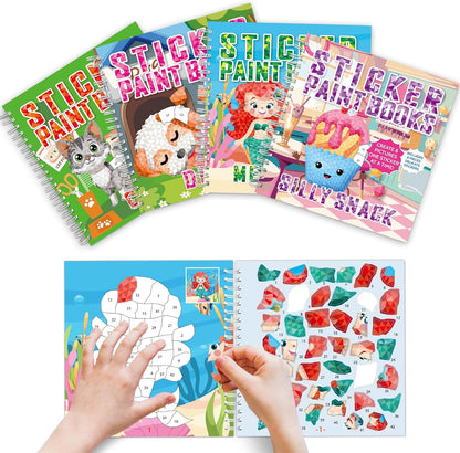 gisgfim 4Pcs Paint by Sticker Books Sticker by Number Books Activity Puzzle Book Craft Art Gift