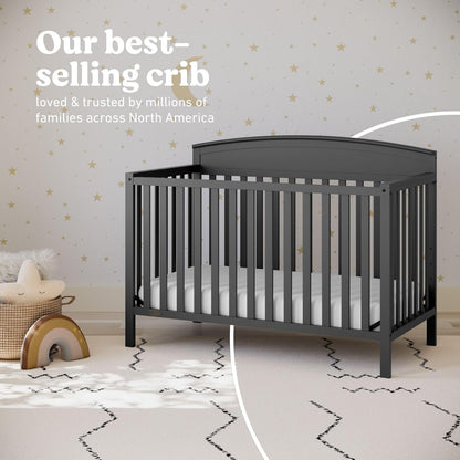 Graco Benton 5-in-1 Convertible Crib (Gray) – GREENGUARD Gold Certified, Converts from Baby Crib to