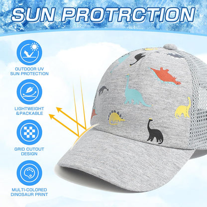Duoyeree Toddler Baseball Cap Baby Cap Sun hat Print Dinosaur Pattern and Solid Color hat Kids boy