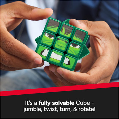 Rubik's Cube Hulk Cuber, Problem-Solving Challenging Brain Teaser Collectible Hulk Fidget Toy, for