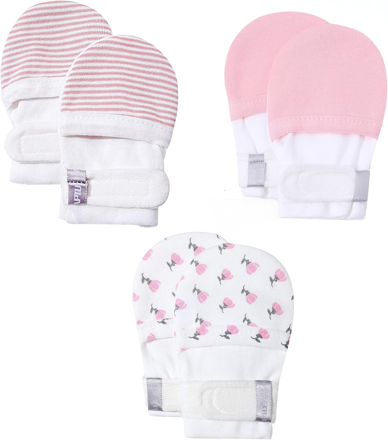 HAPIU Baby No Scratch Mittens Stay On, 100% Cotton Breathable, Adjustable Infant Gloves for Boys