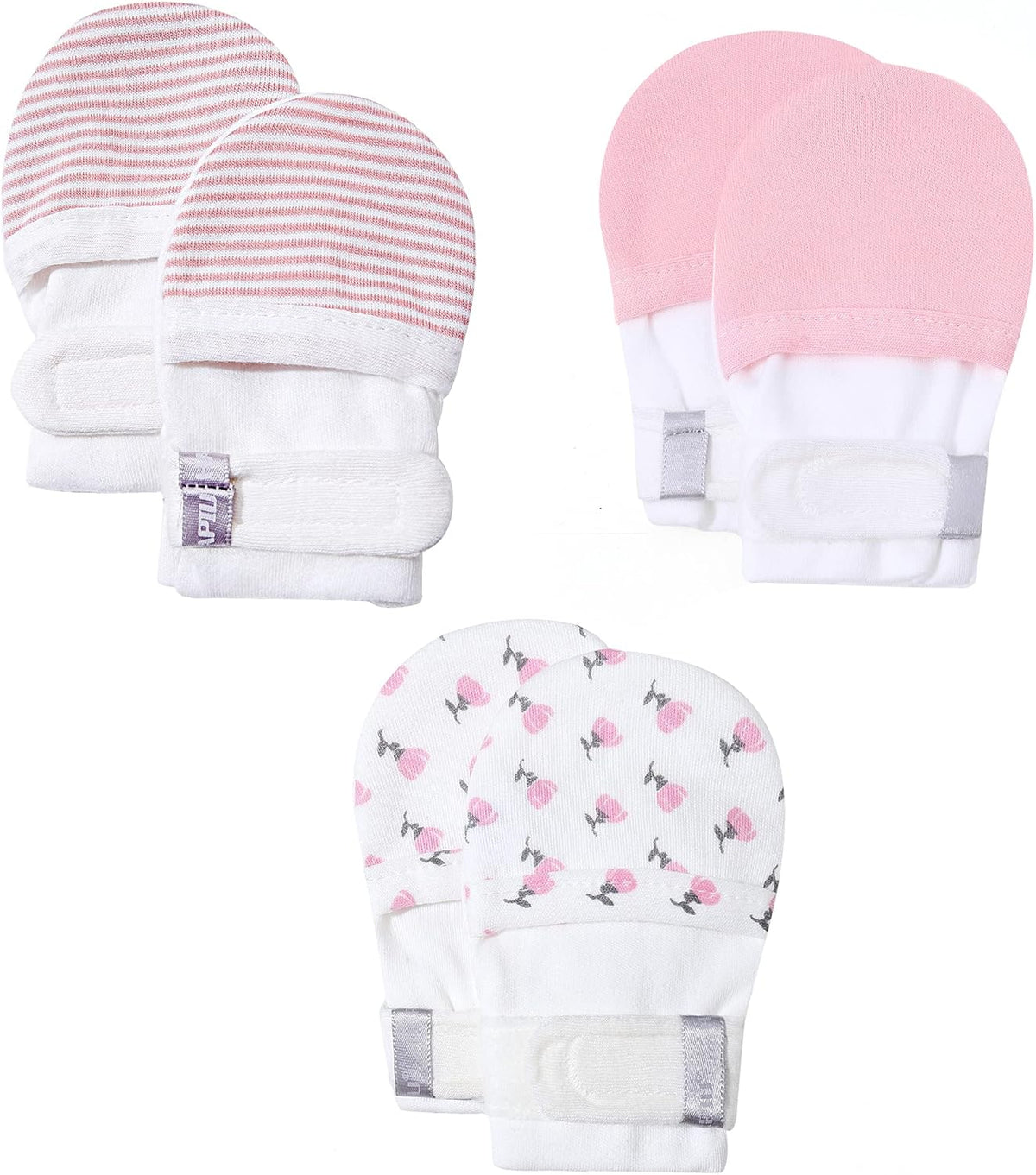 HAPIU Baby No Scratch Mittens Stay On, 100% Cotton Breathable, Adjustable Infant Gloves for Boys