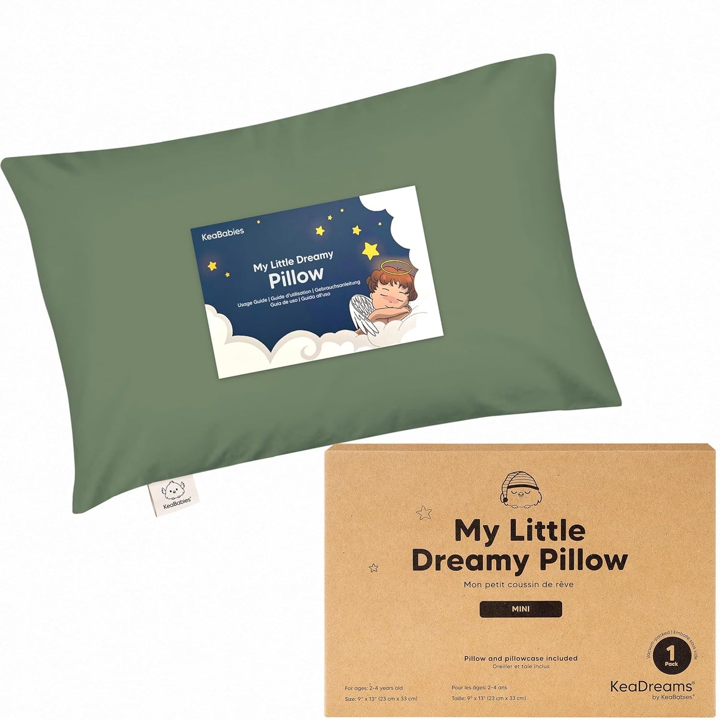 Mini Toddler Pillow with Pillowcase - 9x13 My Little Dreamy Travel Kids Pillow for Sleeping