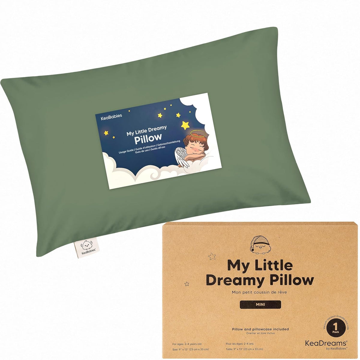 Mini Toddler Pillow with Pillowcase - 9x13 My Little Dreamy Travel Kids Pillow for Sleeping