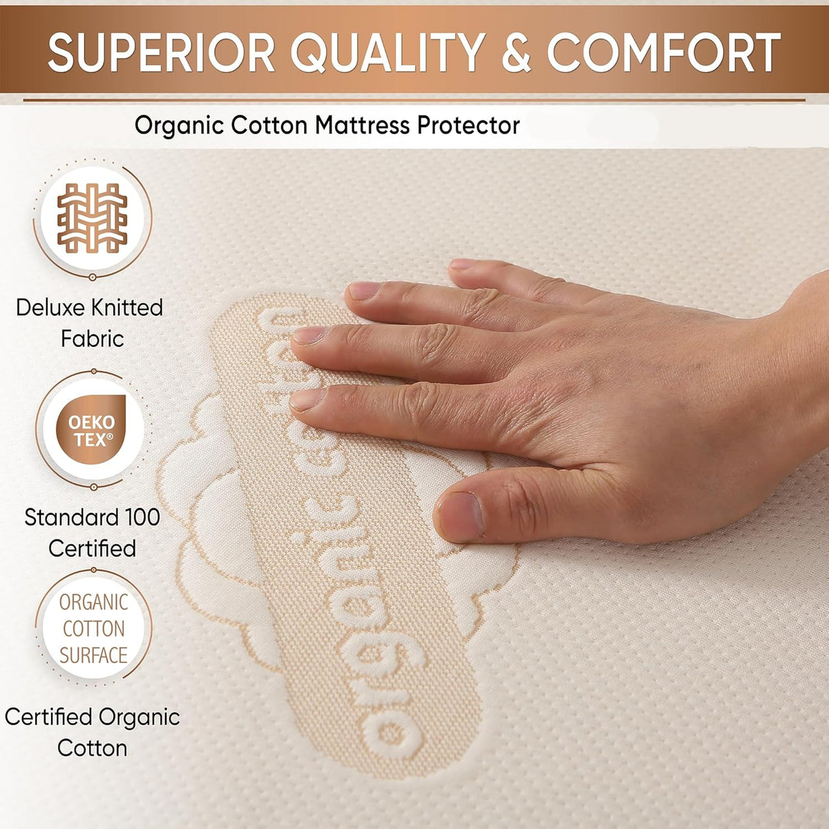 Crib Organic Mattress Protector Pad - Certified Organic Cotton Waterproof Breathable Mattress Pad