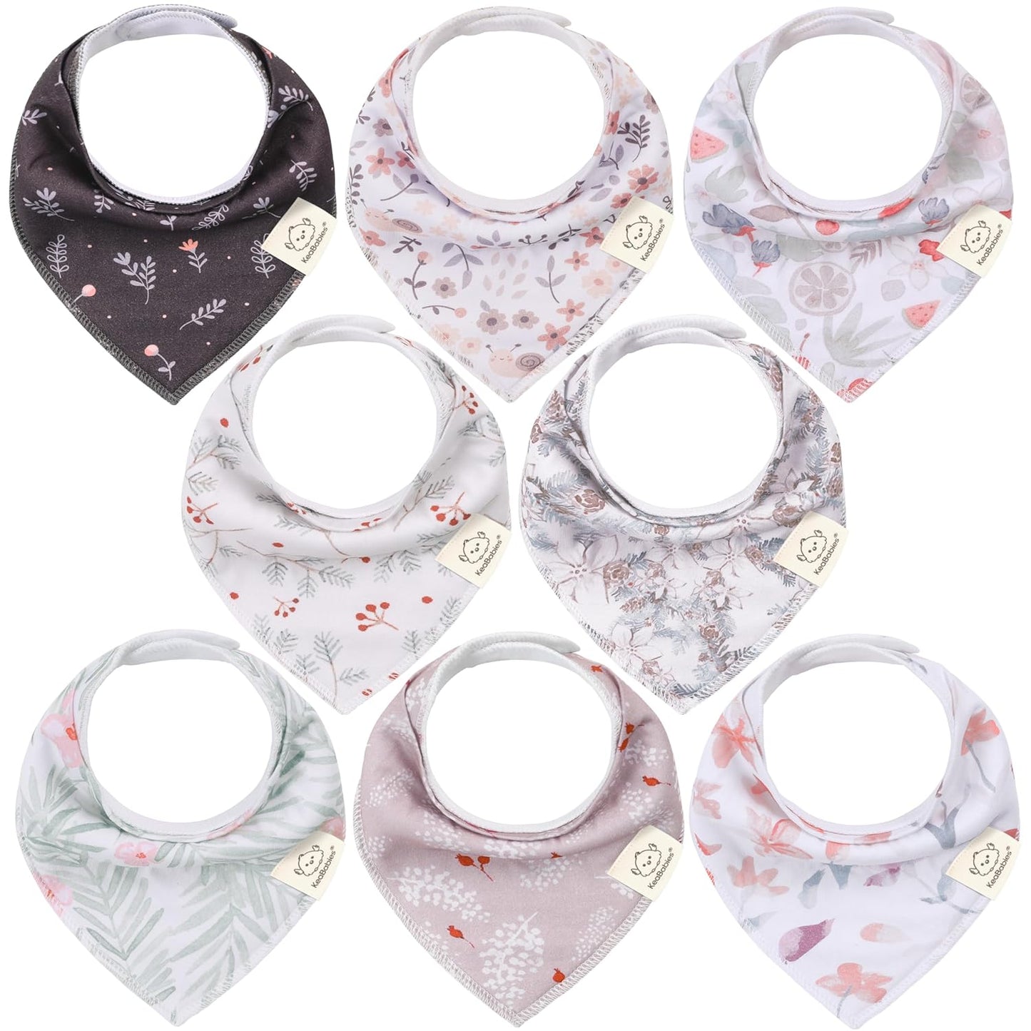 8-Pack Organic Baby Bandana Bibs for Girls - Super Absorbent Triangle Baby Bibs for Drooling and
