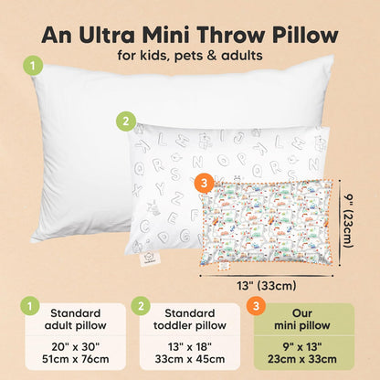 Mini Toddler Pillow with Pillowcase - 9x13 My Little Dreamy Travel Kids Pillow for Sleeping