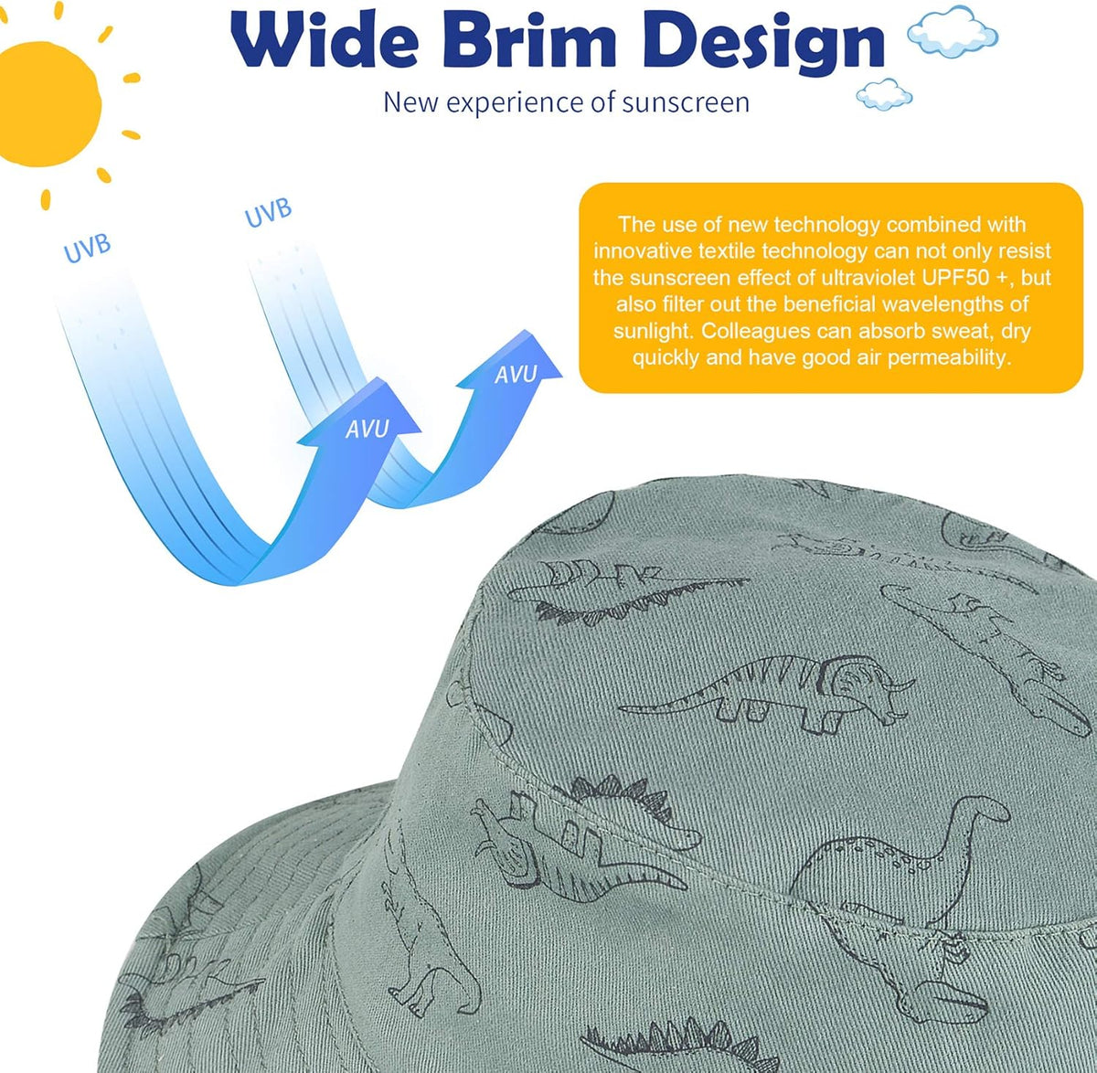 Durio Baby Bucket Sun Hat Toddler Hats Summer Beach Hat UPF 50+ Sun Protection Bucket Hats for Kids