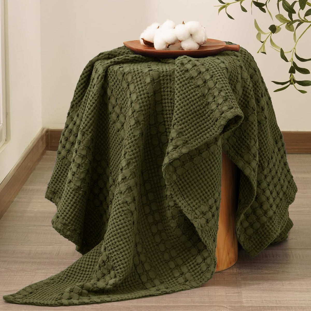 PHF 100% Cotton Waffle Weave Throw Blanket, Soft Lightweight Breathable Cozy Summer Throws for