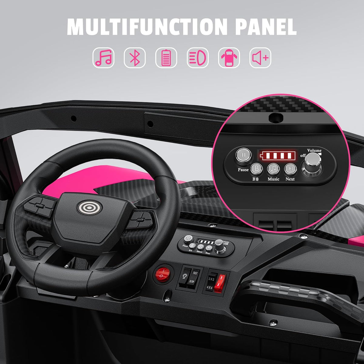 24V 2 Seater Ride on Car Truck, 4x200W, EVA Tires, 4WD/2WD, Rainbow Lights, Remote Control, Shock