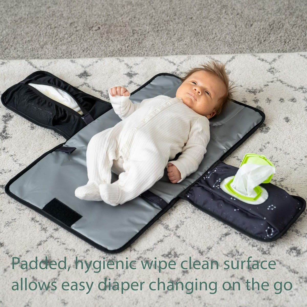 Portable Changing Pad - Waterproof Travel Baby Diaper Changing Pad, Mat Foldable, Wipes Pocket