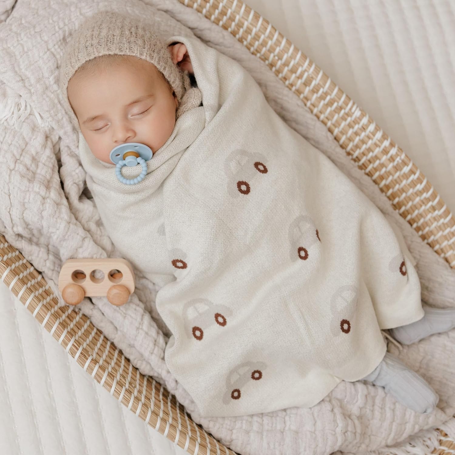 Baby Swaddle Blanket for Boys - 100% Oeko Tex Certified Natural Cotton Buttery Soft Cozy Receiving