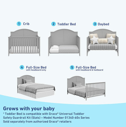 Graco Wilfred 5-in-1 Convertible Crib (Pebble Gray) – GREENGUARD Gold Certified, Converts to