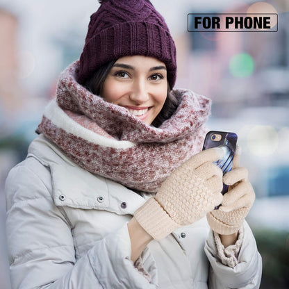 Geyoga 2 Pairs Women's Winter Touch Screen Gloves Soft Warm Fleece Lined Knit Elastic Cuff Winter