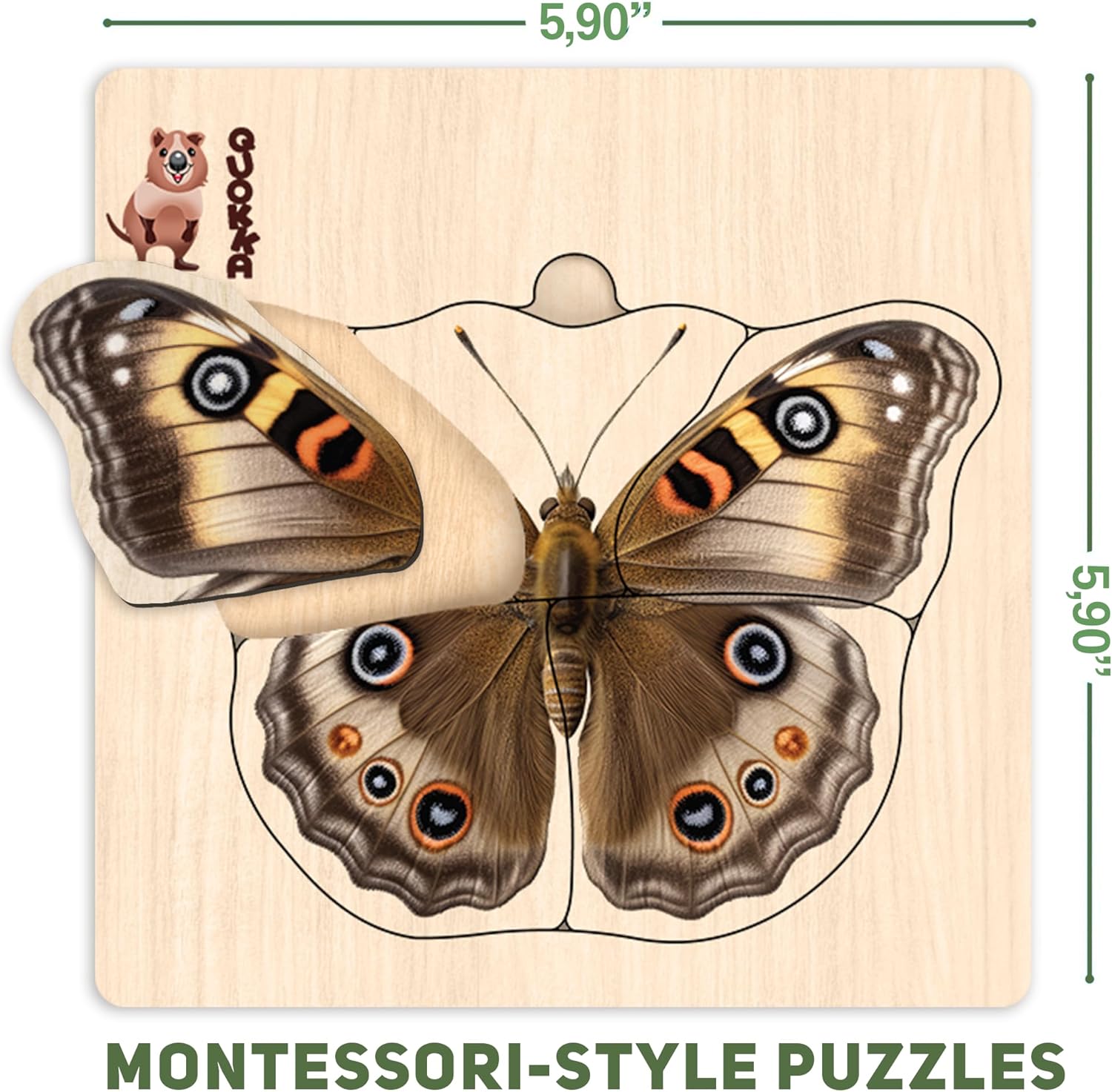 QUOKKA Realistic Wooden Puzzles for Toddlers 1-3 Year Old - 15x15 Inches Kids Puzzles Ages 2-4