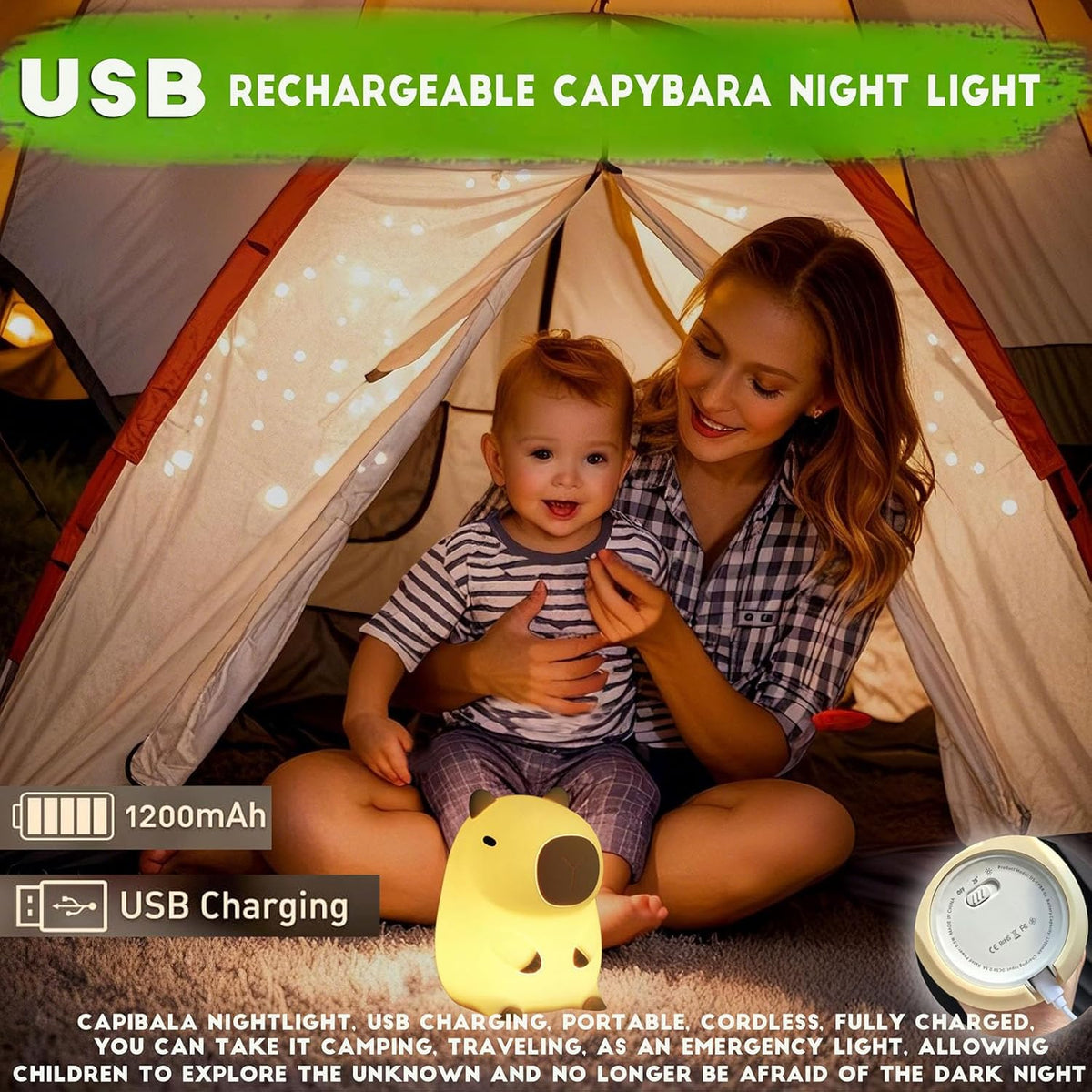 DREAMING MY DREAM Cute Capybara lamp,Squishy Capybara Night Light LED Rechargeable Novelty Animal