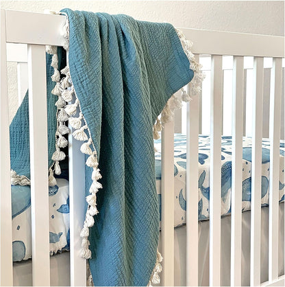 Crane Baby Muslin Swaddle Blanket, Soft Cotton Lightweight Nursery and Stroller Blanket for Baby