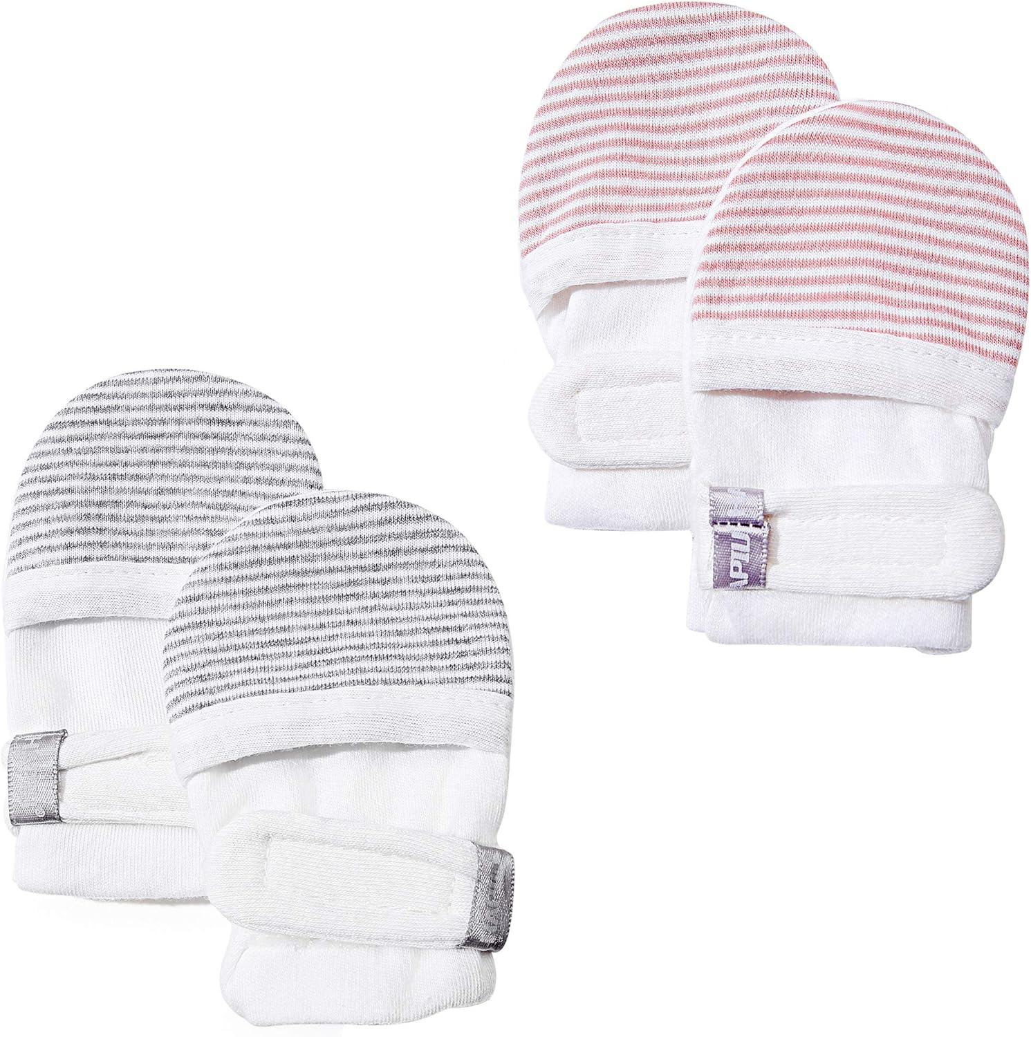 HAPIU Baby No Scratch Mittens Stay On, 100% Cotton Breathable, Adjustable Infant Gloves for Boys