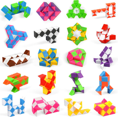 70 Pack 24 Blocks Magic Snake Cube Toy,Fidget Mini Snake Cube Puzzle Toy for Kids,Mini Plastic