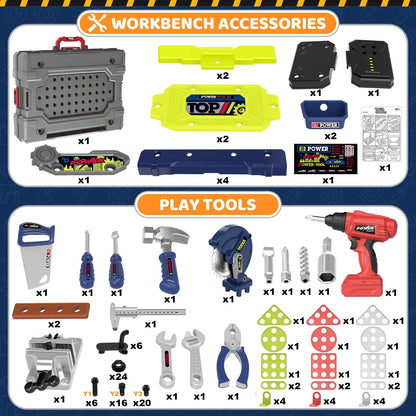 Kids Tool Bench with Electric Drill, Toddler Tool Set for Boys Ages 3-5 6-8