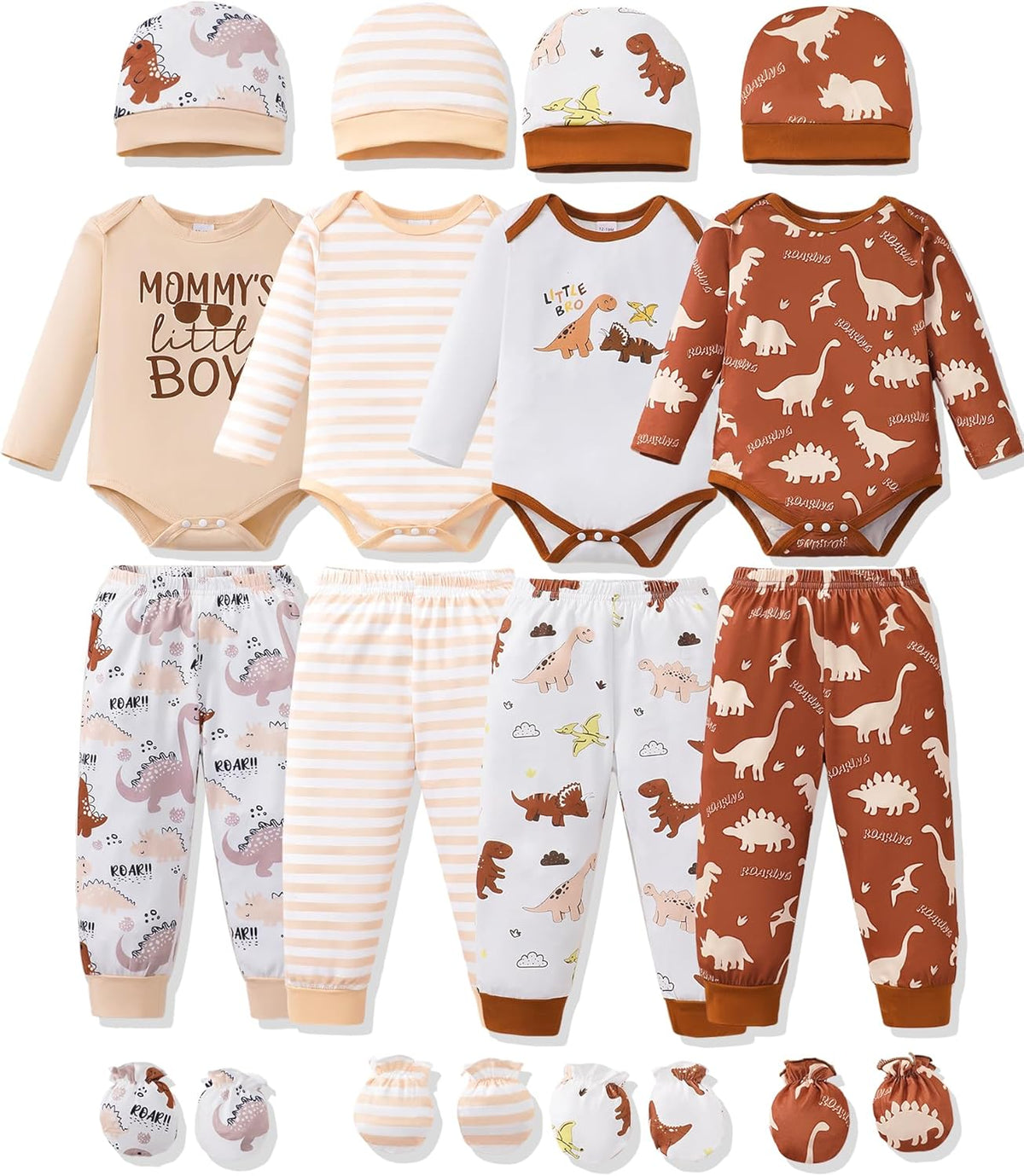 NZRVAWS Newborn Baby Boy Girl Clothes Unisex Infant Romper Pants Set Hat 4-Pack Outfits 0-12 Months