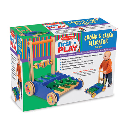 Melissa & Doug Deluxe Chomp and Clack Alligator Wooden Push Toy and Activity Walker