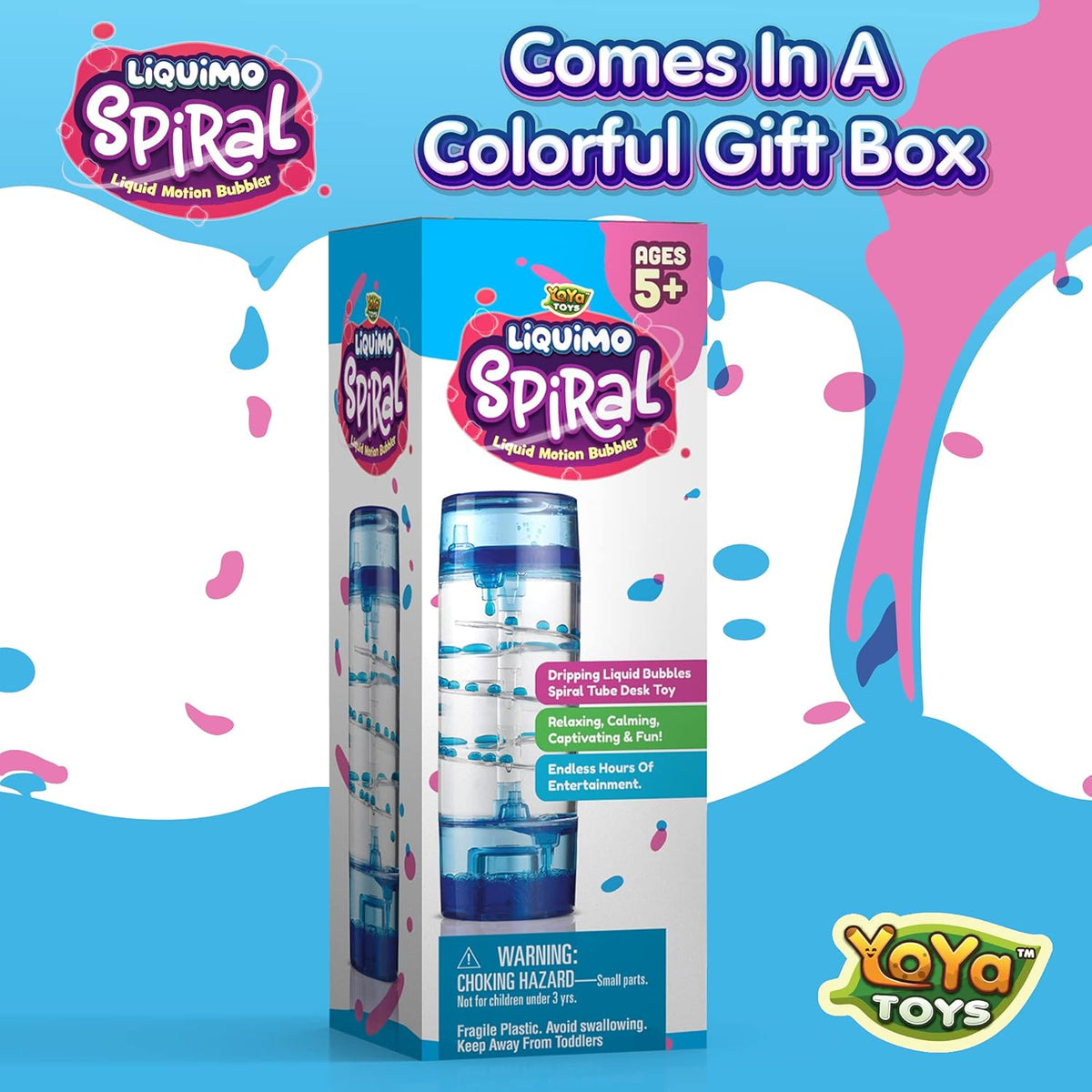 YoYa Toys Liquimo Spiral Liquid Motion Bubbler Timer for Kids - Bubble Drop Hourglass - Fidget Toys