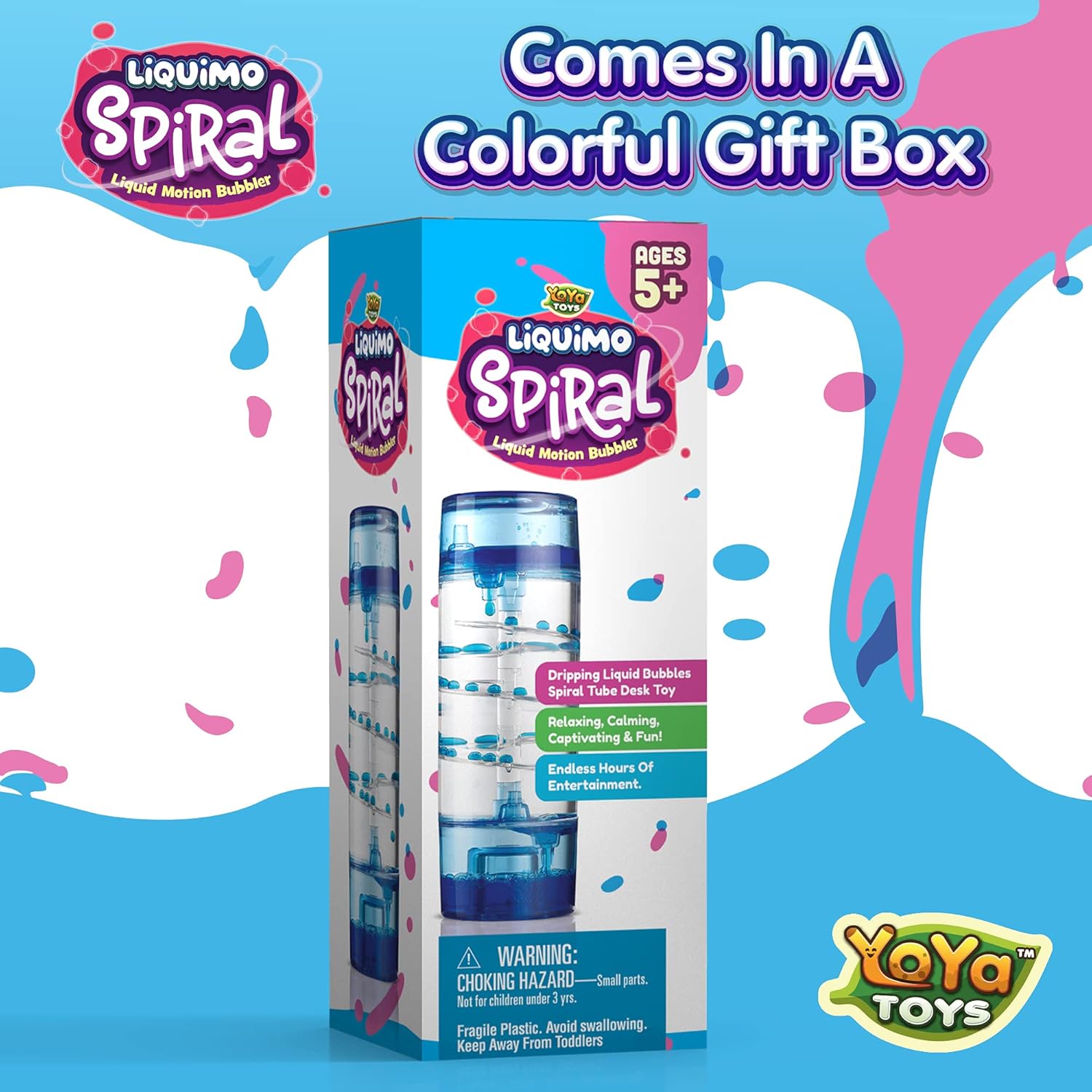 YoYa Toys Liquimo Spiral Liquid Motion Bubbler Timer for Kids - Bubble Drop Hourglass - Fidget Toys