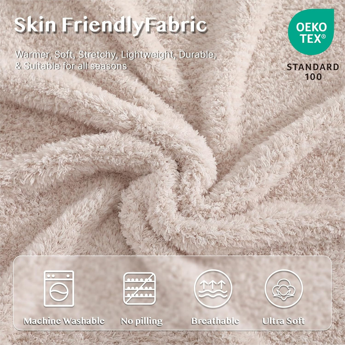 WRENSONGE Throw Blanket Cationic Dyeing Taupe Soft Cozy Fluffy Warm Hand Made Throw Blankets for
