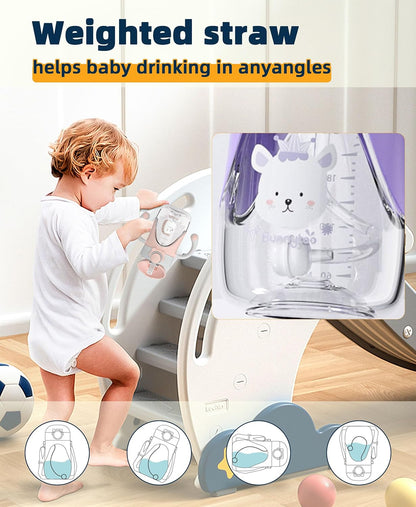 Bunnytoo Baby Sippy Cup with Weighted Straw for Infants 6-12 Months, 8oz Toddler Drinking with