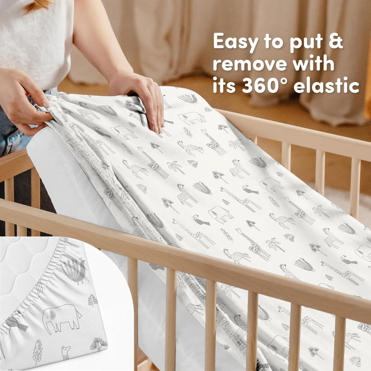 Sweety Fox 2-Pack Crib Sheets - Soft Jersey Cotton Fitted Sheets for Boys and Girls, Mini Crib