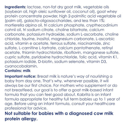 Kabrita Goat Milk-Based Infant Formula – 28oz – Pack of 2 – Natural, Gentle Baby Formula