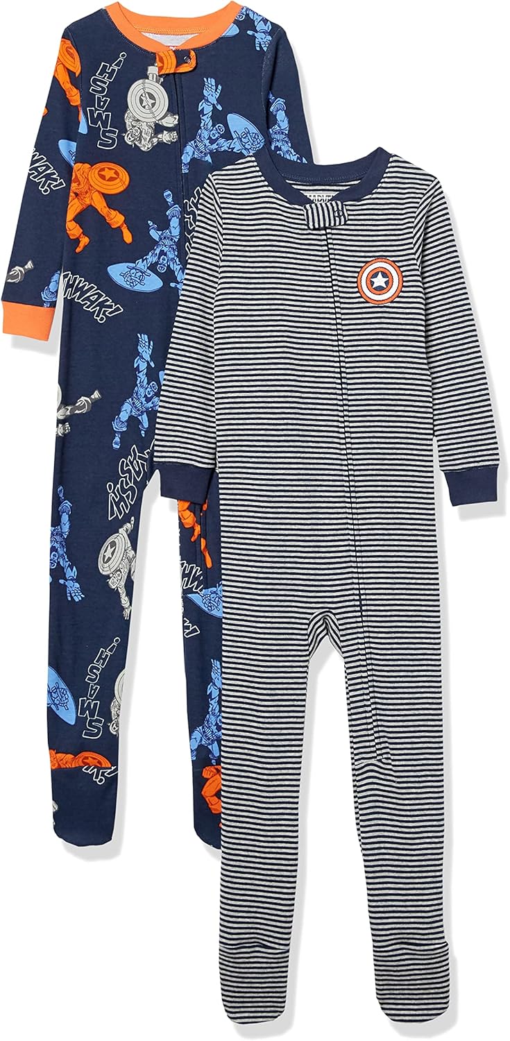 Amazon Essentials Disney | Marvel | Star Wars Unisex Babies' and Toddlers' Snug-Fit Cotton Footed