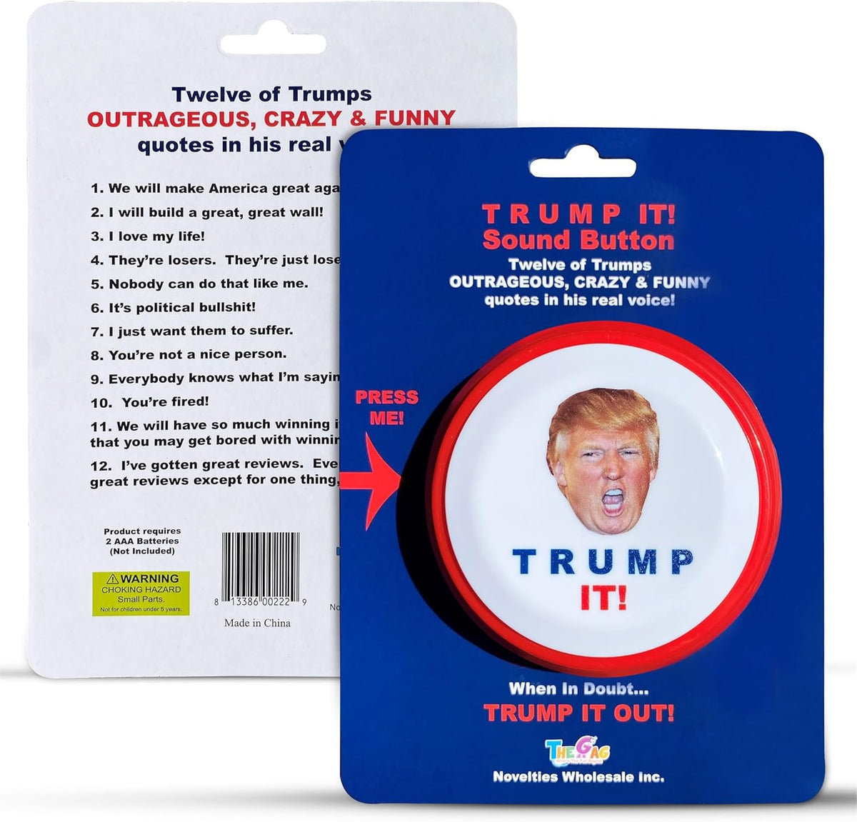 Talking Donald Trump Sound Button-12 Quotes in His REAL Voice-Funny Trump Gift for Men, Women