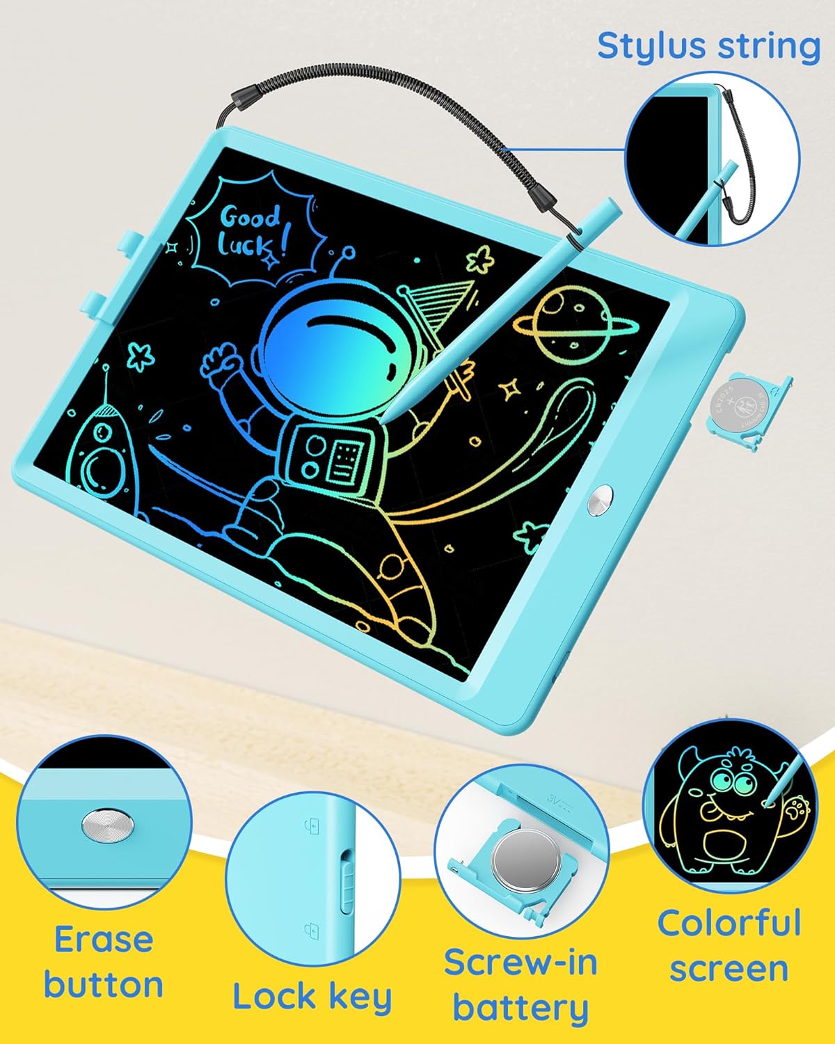 TEKFUN LCD Writing Tablet Doodle Board, 10inch Colorful Drawing Tablet Writing Pad, Kids Travel