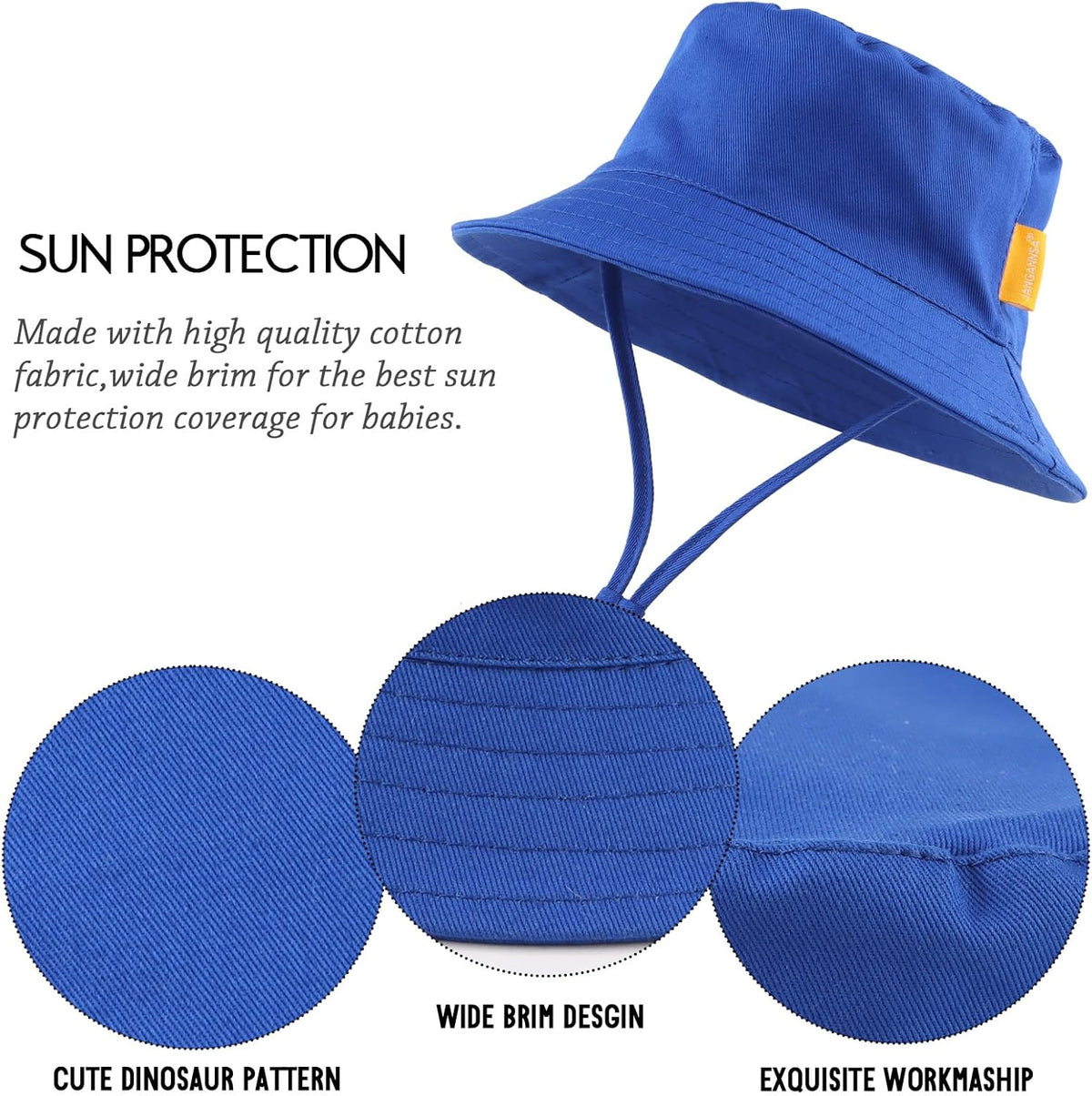 JANGANNSA Cotton Baby Sun Hat Infant Toddler Boys Girls Bucket Hats Summer Sun Protection Kids