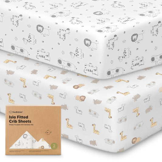 KeaBabies 2-Pack Baby Crib Sheets for Boys, Girls - 52x28 Viscose Derived from Bamboo Toddler Bed