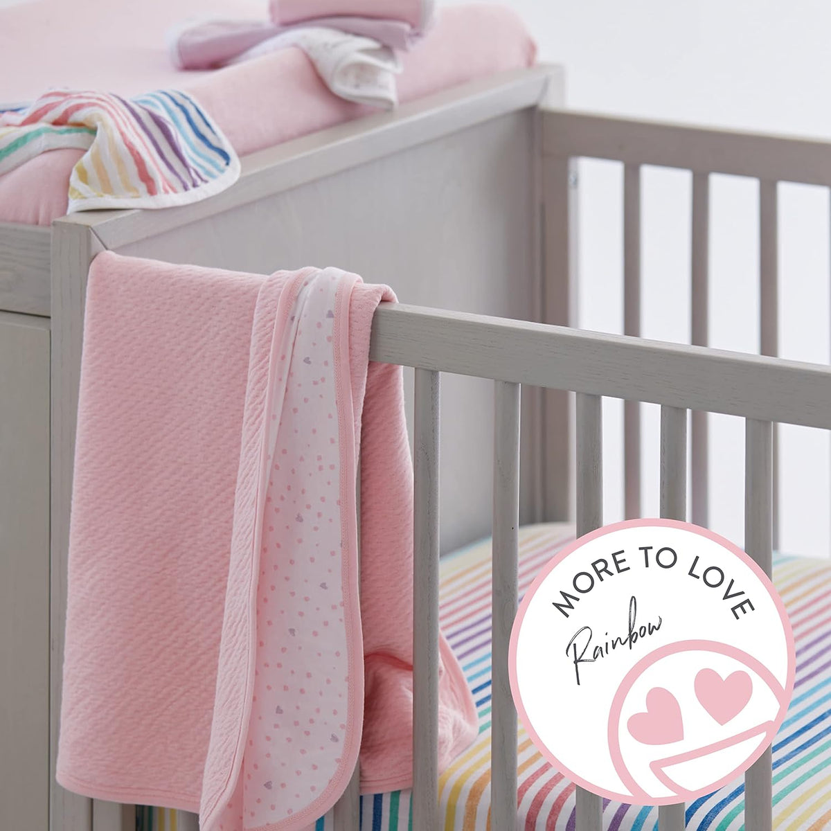 HonestBaby 2-Piece Organic Cotton Printed & Terry Changing Pad Cover Set, Rainbow Stripe, One Size