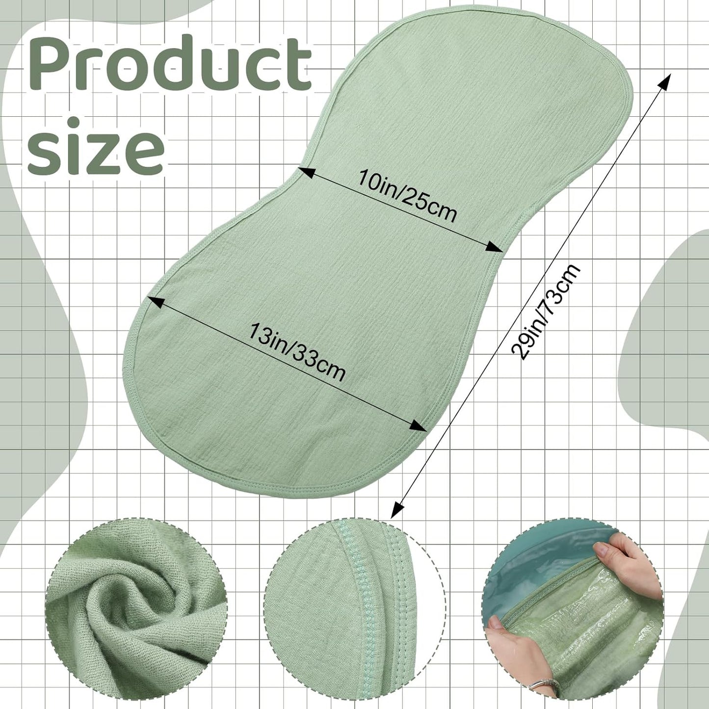 3 Pcs Changing Pad Liners Fits in Peanut Shape Changing Pad Waterproof Diaper Mats Organic Cotton