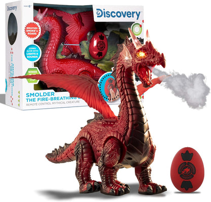 Discovery Kids RC Dragon Smoke, Large Dinosaur Toy w/Actual Smoke Breath, Wing-Flapping, Roaring