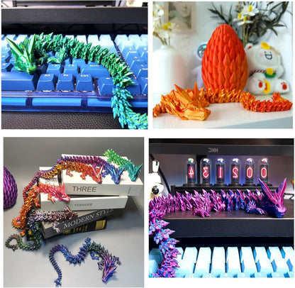 12inch 3D Printed Dragon Egg,Mystery Crystal Dragon Fidget Toys,Articulated Dragon,Home Desk Decor