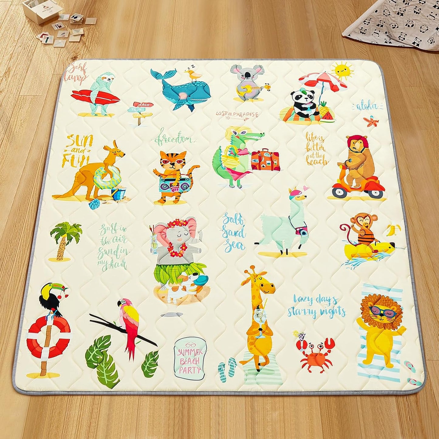 Baby Play Mat - Thicken 50x50 Inch Soft Foam Crawling Mat for Playpen & Floor, Non-Slip Waterproof