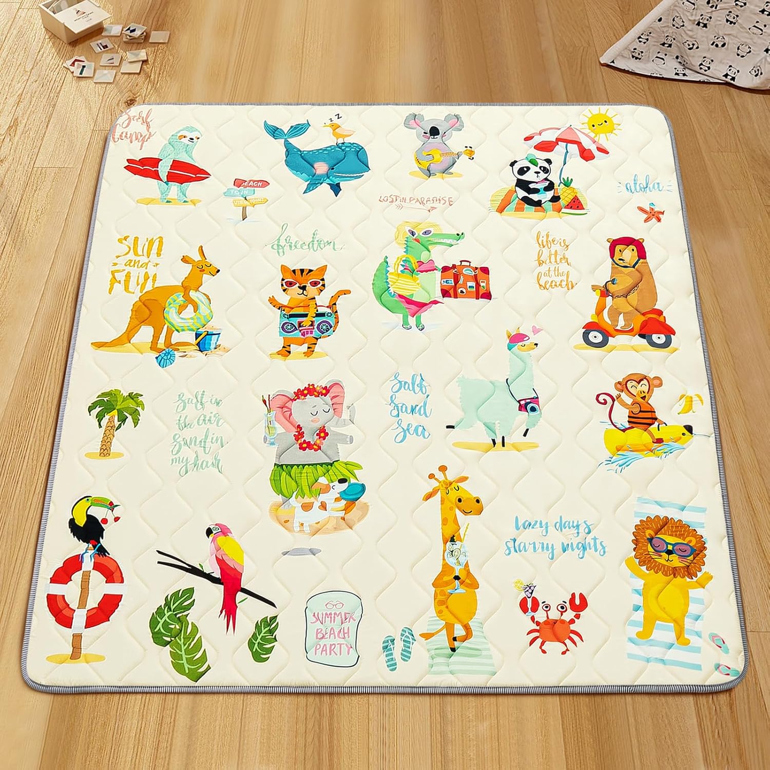 Baby Play Mat - Thicken 50x50 Inch Soft Foam Crawling Mat for Playpen & Floor, Non-Slip Waterproof