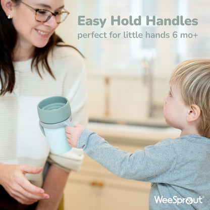 WeeSprout Baby Training Cup - Silicone Sippy Cup with Removable Handles for Weaning Off Bottle