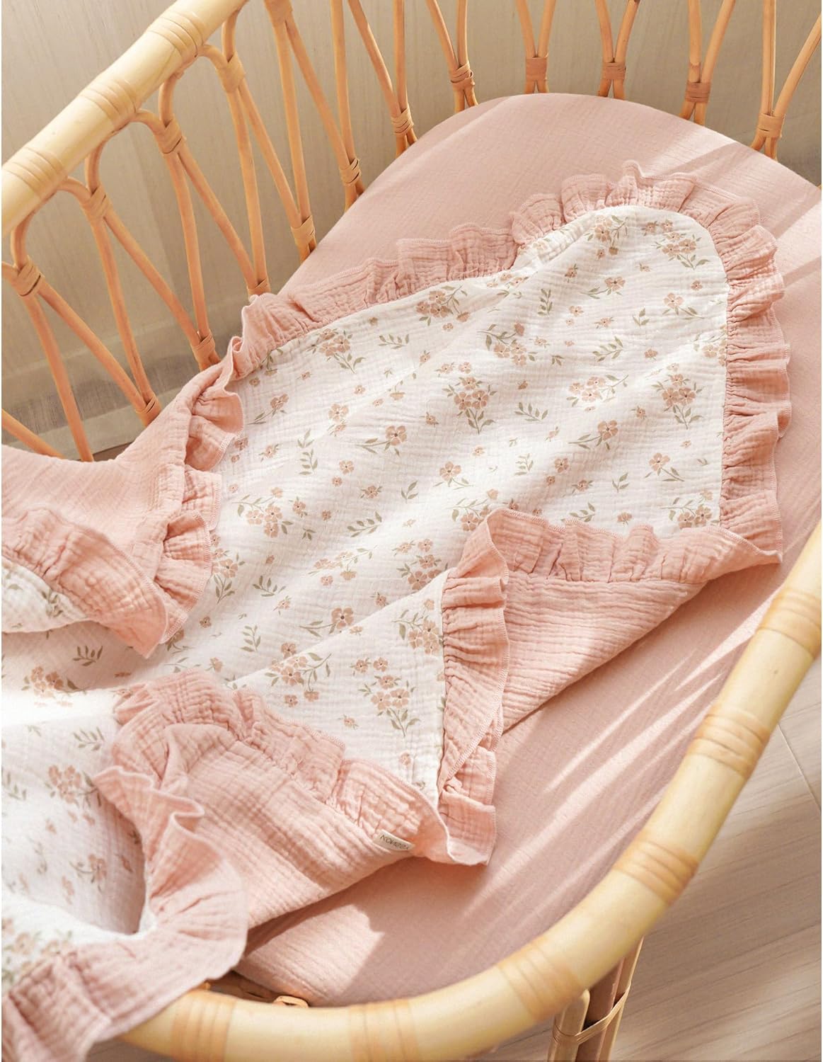Konssy Flounce Muslin Baby Blankets, Cotton Crib Blanket for Baby Infant Toddler, Super Soft and
